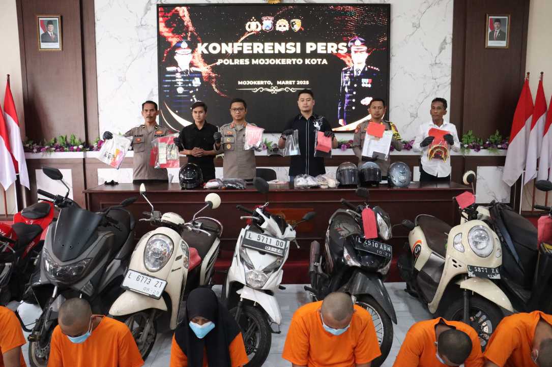Polisi Amankan Pasutri Curanmor yang Beraksi di 21 TKP Wilayah Hukum Polres Mojokerto Kota